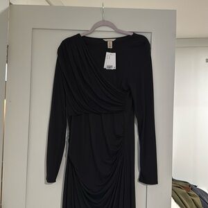 NWT H & M black long sleeves, long dress. Size medium